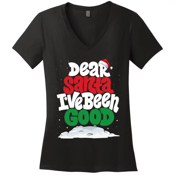 Dear Santa IVe Been Good Pajama Costume Family Matching Women's V-Neck T-Shirt