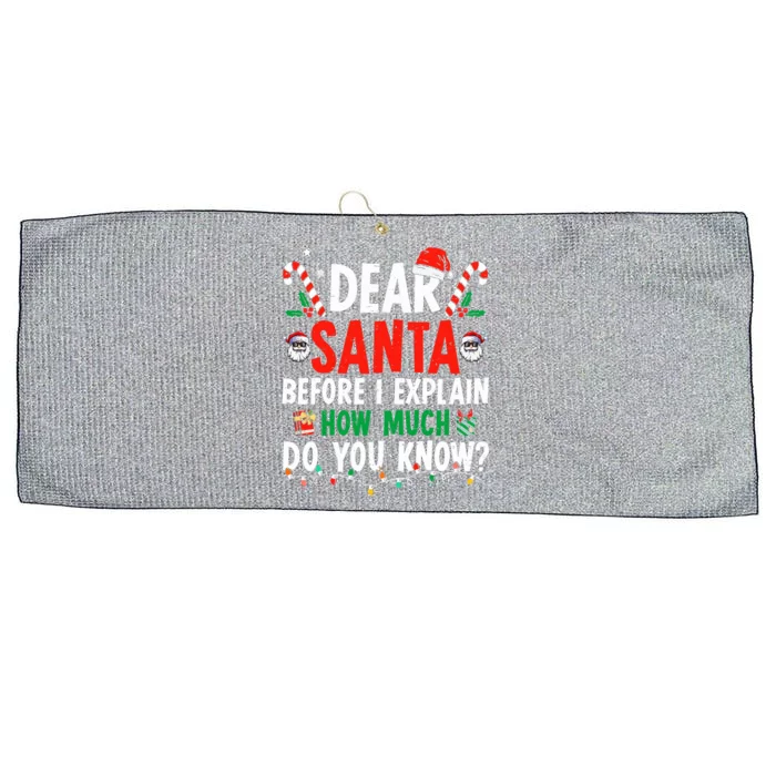 Dear Santa I Can Explain Funny Christmas Large Microfiber Waffle Golf Towel