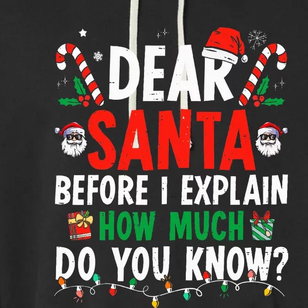 Dear Santa I Can Explain Funny Christmas Adults Garment-Dyed Fleece Hoodie