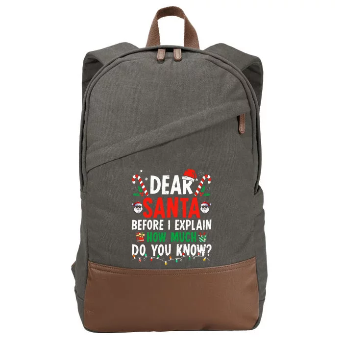 Dear Santa I Can Explain Funny Christmas Adults Cotton Canvas Backpack