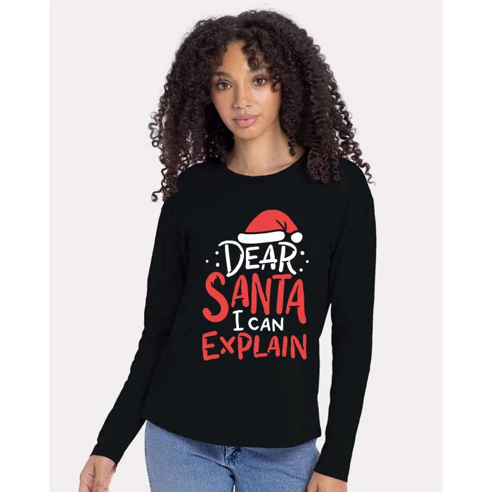 Dear Santa I Can Explain Hat Christmas Bad Behavior Gift Womens Cotton Relaxed Long Sleeve T-Shirt