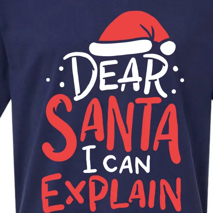 Dear Santa I Can Explain Hat Christmas Bad Behavior Gift Sueded Cloud Jersey T-Shirt