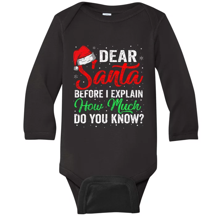 Dear Santa I Can Explain Funny Christmas Baby Long Sleeve Bodysuit