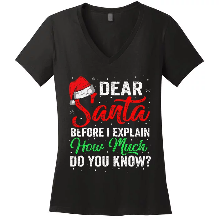 Dear Santa I Can Explain Funny Christmas Women's V-Neck T-Shirt