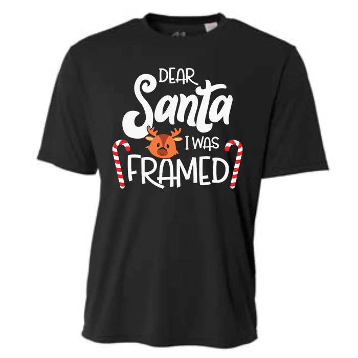 Dear Santa I Was Framed Funny Reindeer Christmas Cooling Performance Crew T-Shirt