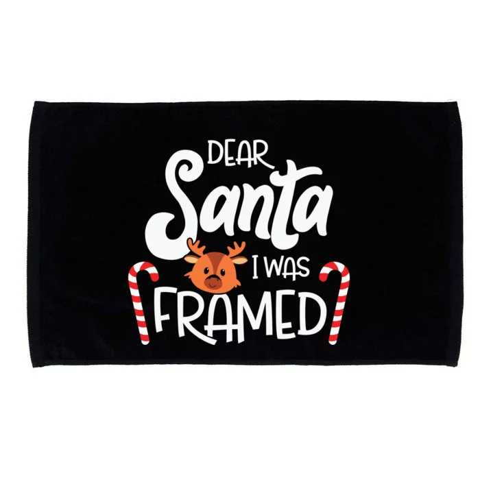 Dear Santa I Was Framed Funny Reindeer Christmas Microfiber Hand Towel