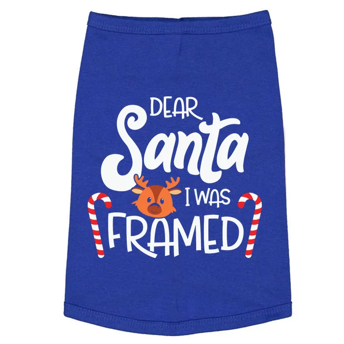 Dear Santa I Was Framed Funny Reindeer Christmas Doggie Tank