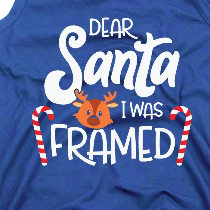 Dear Santa I Was Framed Funny Reindeer Christmas Tank Top