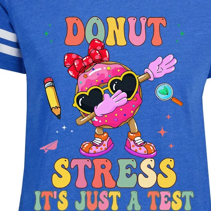 Donut Stress ItS Just A Test Donut Testing Day Teachers Enza Ladies Jersey Football T-Shirt