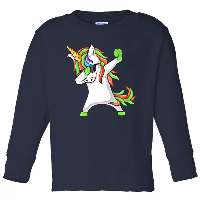 Dabbing Shamrock Irish Unicorn Funny Luck Cool Gift Toddler Long Sleeve Shirt