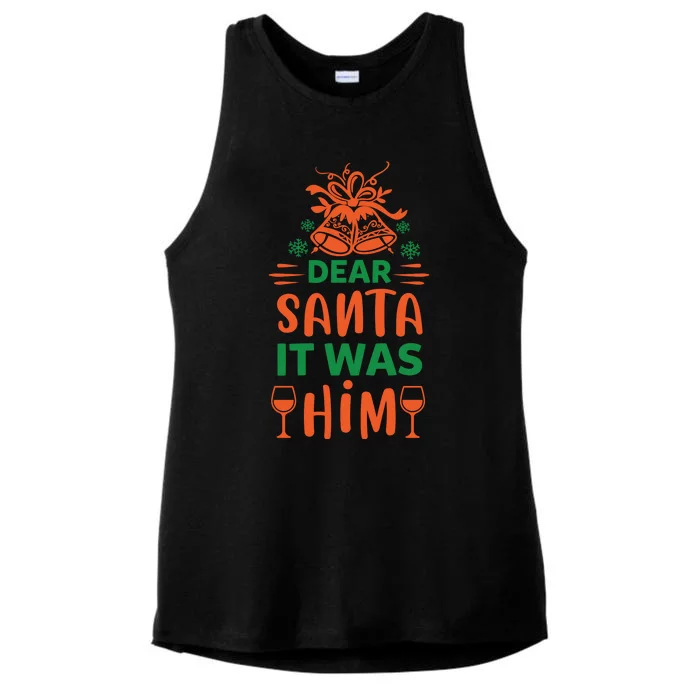 Dear Santa It Was Him Ladies Tri-Blend Wicking Tank