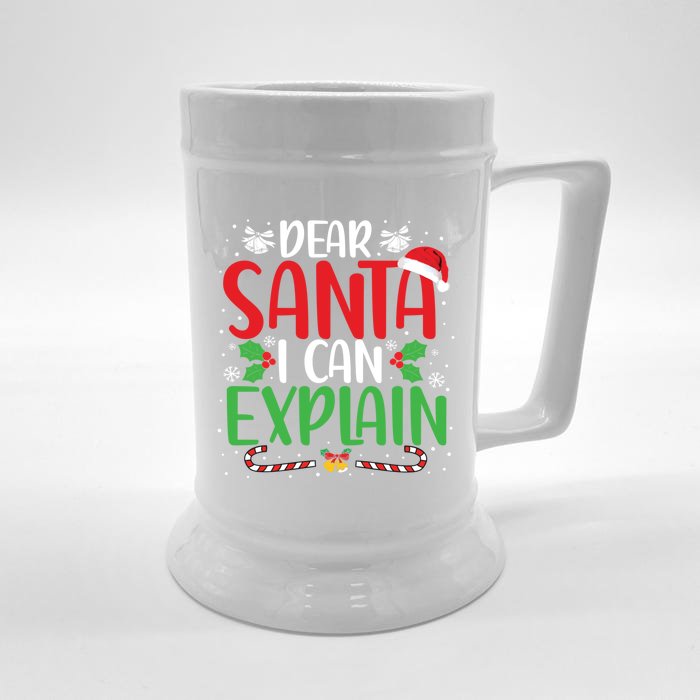 Dear Santa I Can Explain Funny Christmas Joke Santa Claus Gift Front & Back Beer Stein