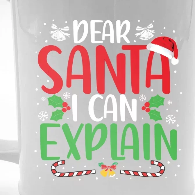 Dear Santa I Can Explain Funny Christmas Joke Santa Claus Gift Front & Back Beer Stein