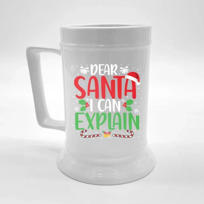 Dear Santa I Can Explain Funny Christmas Joke Santa Claus Gift Front & Back Beer Stein