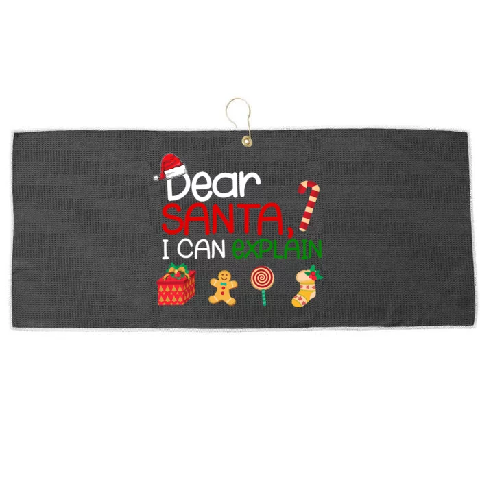 Dear Santa I Can Explain Funny Christmas Large Microfiber Waffle Golf Towel