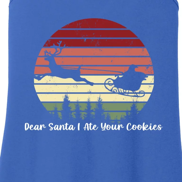 Dear Santa I Ate Your Cookies Santa Sleigh Retro Funny Gift Ladies Essential Tank