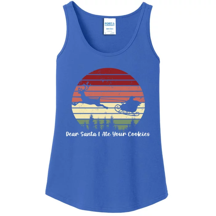 Dear Santa I Ate Your Cookies Santa Sleigh Retro Funny Gift Ladies Essential Tank