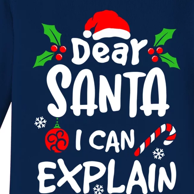 Dear Santa I Can Explain Christmas Lovers Funny Gift Baby Long Sleeve Bodysuit