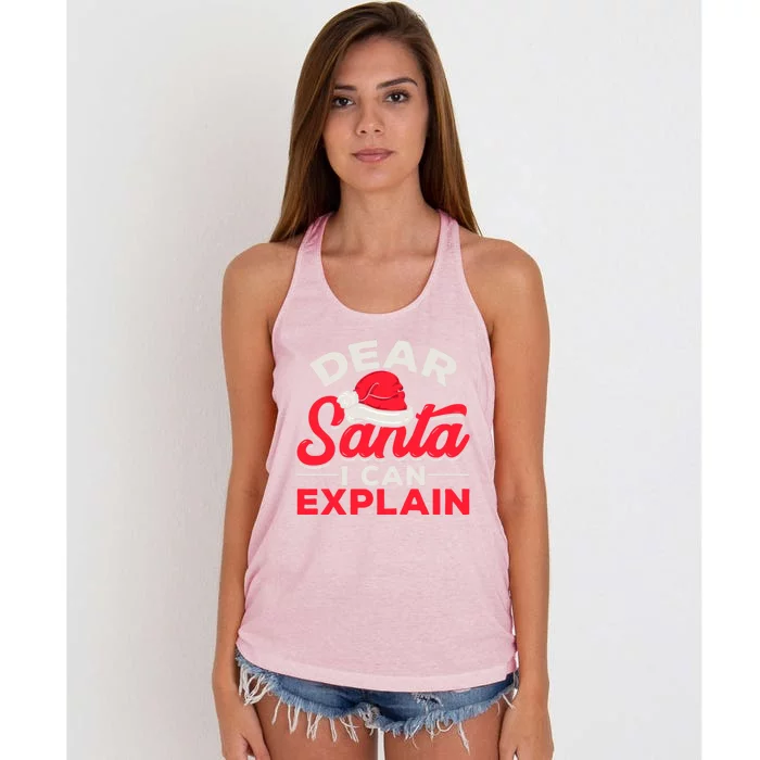 Dear Santa I Can Explain Christmas Dear Santa I Can Explain Gift Women's Knotted Racerback Tank