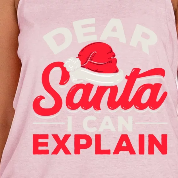 Dear Santa I Can Explain Christmas Dear Santa I Can Explain Gift Women's Knotted Racerback Tank