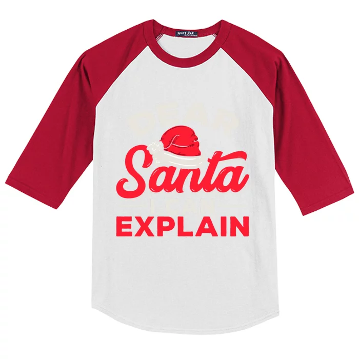 Dear Santa I Can Explain Christmas Dear Santa I Can Explain Gift Kids Colorblock Raglan Jersey