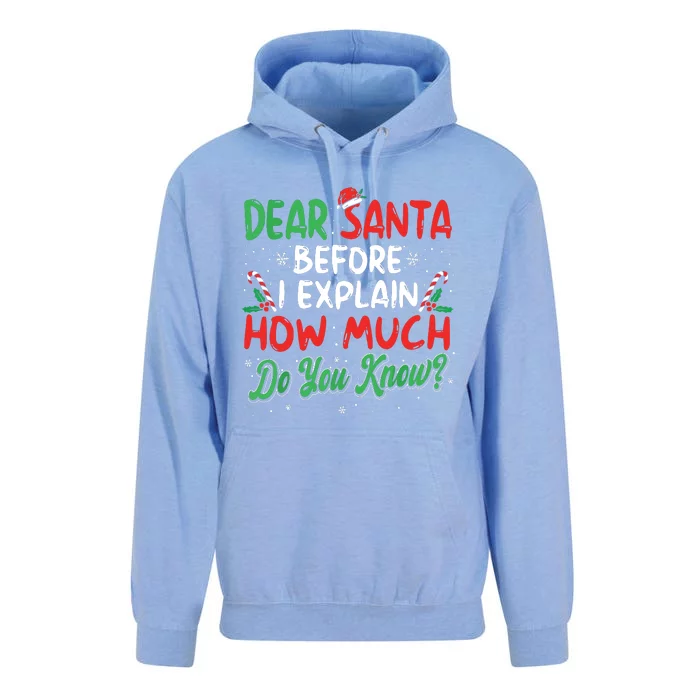 Dear Santa I Can Explain Funny Christmas Unisex Surf Hoodie