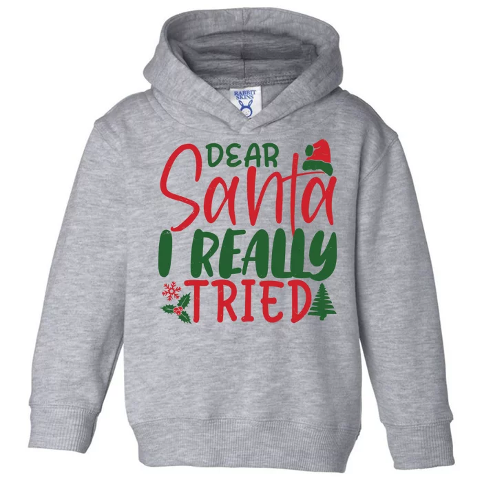 Dear Santa I Really Tried Funny Christmas Toddler Hoodie