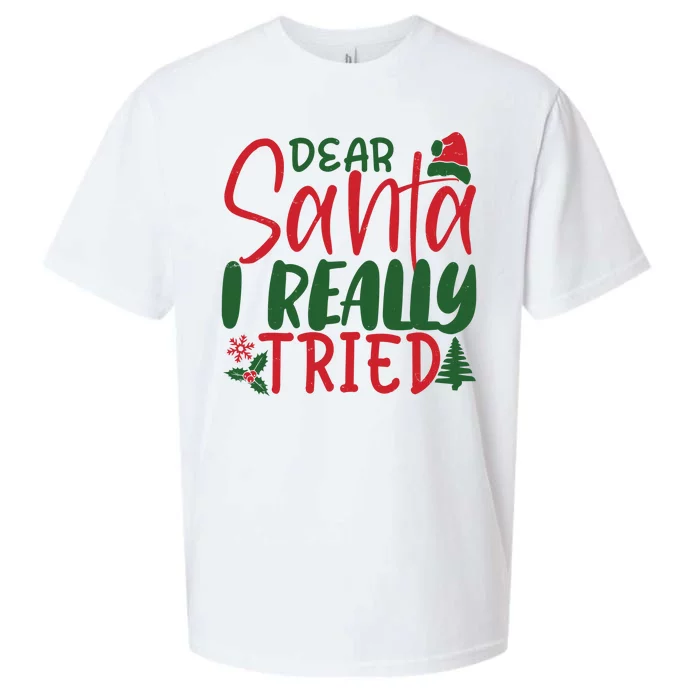 Dear Santa I Really Tried Funny Christmas Sueded Cloud Jersey T-Shirt