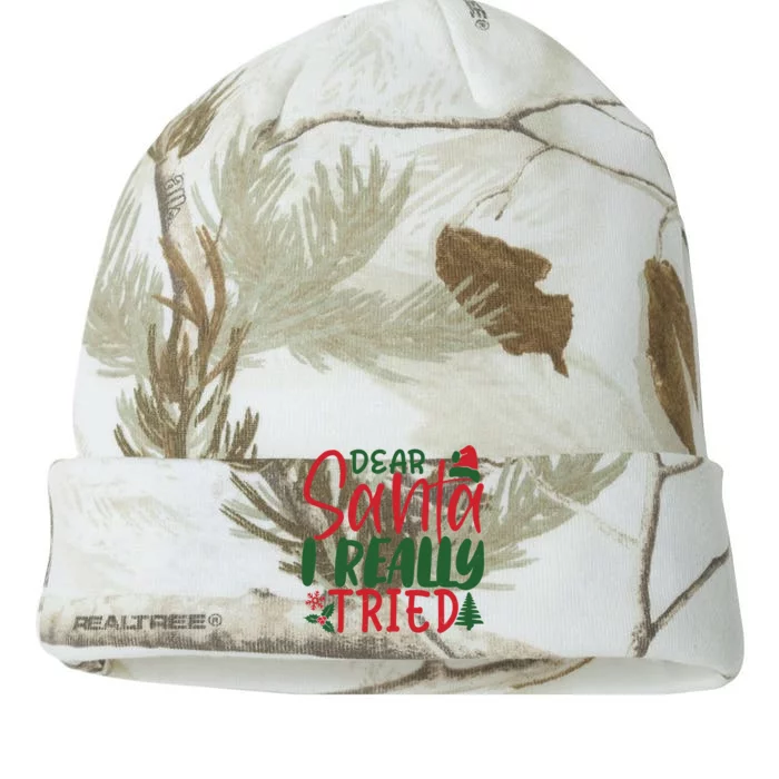 Dear Santa I Really Tried Funny Christmas Kati - 12in Camo Beanie