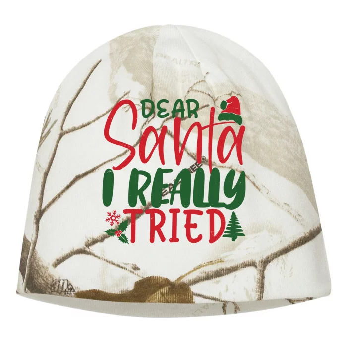 Dear Santa I Really Tried Funny Christmas Kati - Camo Knit Beanie