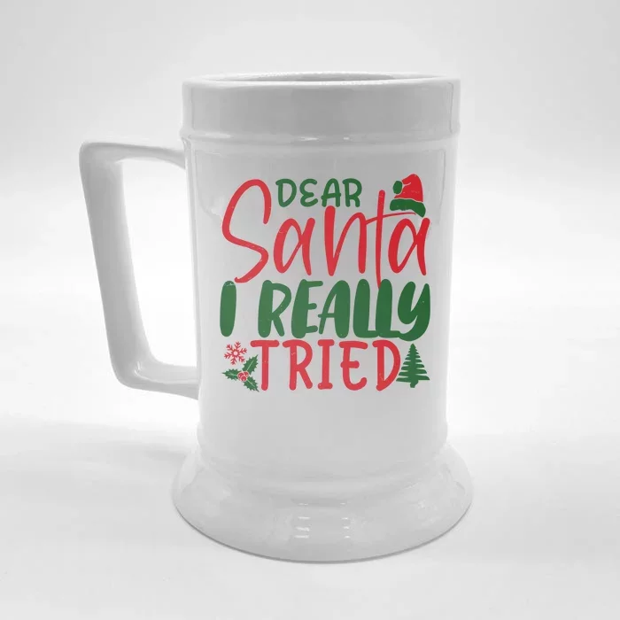 Dear Santa I Really Tried Funny Christmas Front & Back Beer Stein