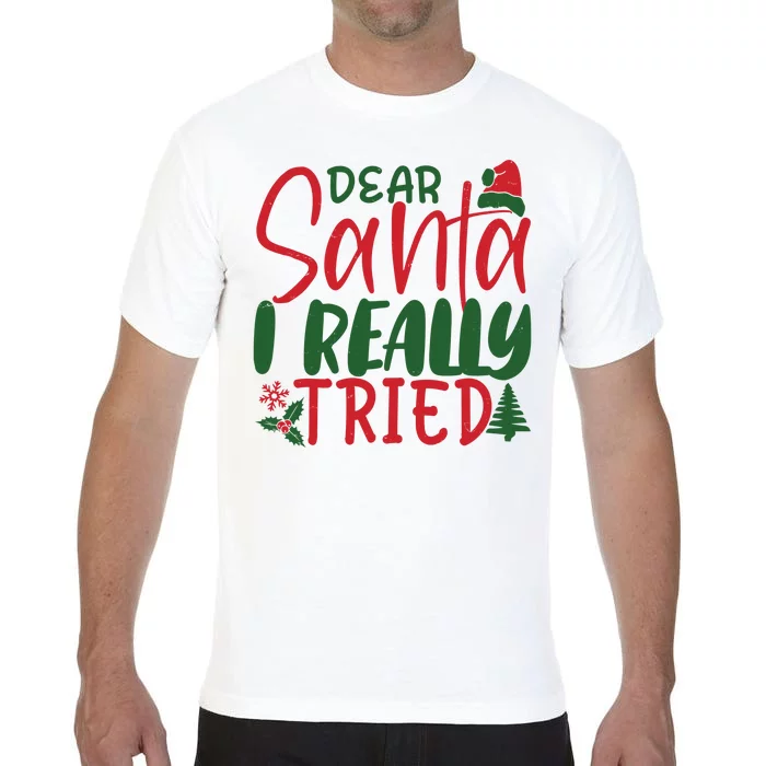 Dear Santa I Really Tried Funny Christmas Comfort Colors T-Shirt