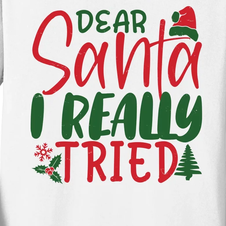 Dear Santa I Really Tried Funny Christmas Kids Long Sleeve Shirt