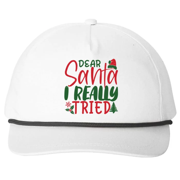 Dear Santa I Really Tried Funny Christmas Snapback Five-Panel Rope Hat