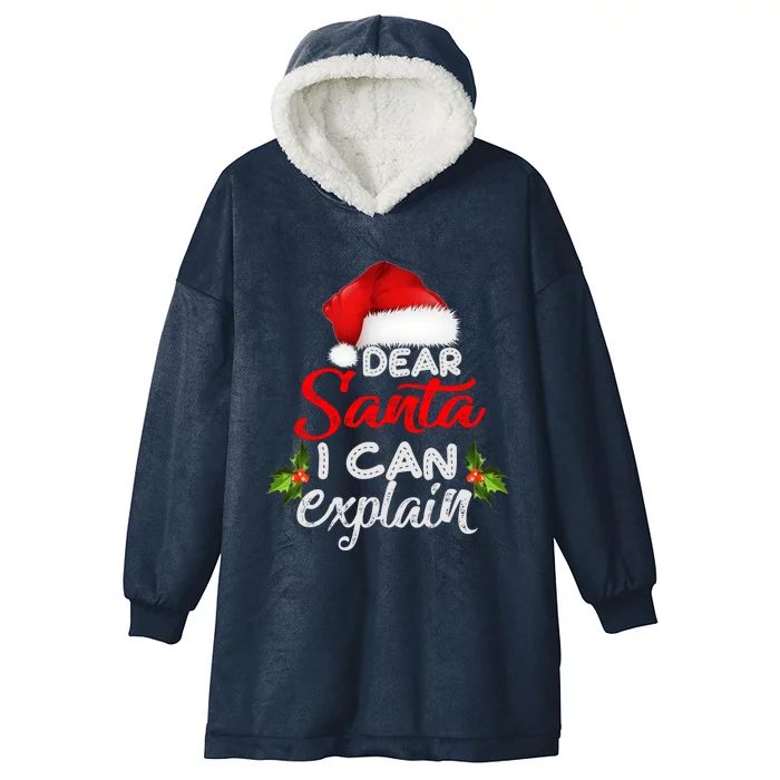 Dear Santa I Can Explain Ugly Christmas Xmas Hooded Wearable Blanket