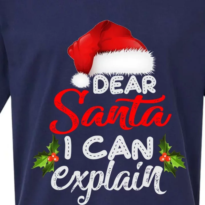 Dear Santa I Can Explain Ugly Christmas Xmas Sueded Cloud Jersey T-Shirt