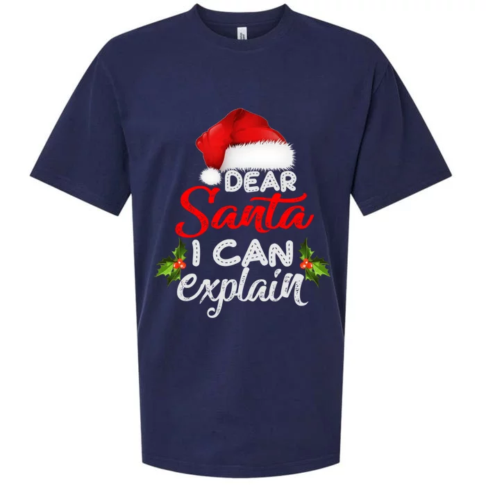 Dear Santa I Can Explain Ugly Christmas Xmas Sueded Cloud Jersey T-Shirt