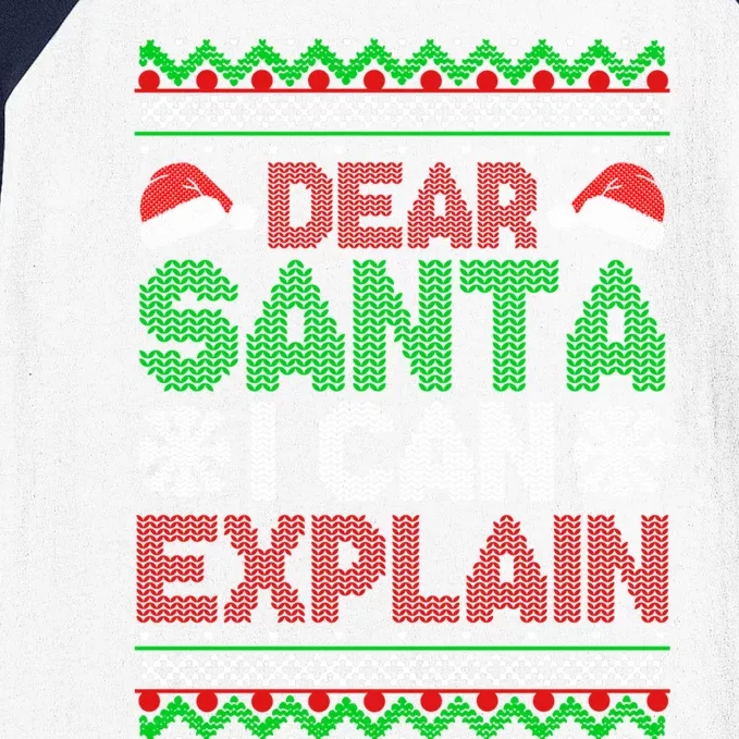 Dear Santa I Can Explain Funny Christmas Holiday Sweater Cute Gift Baseball Sleeve Shirt