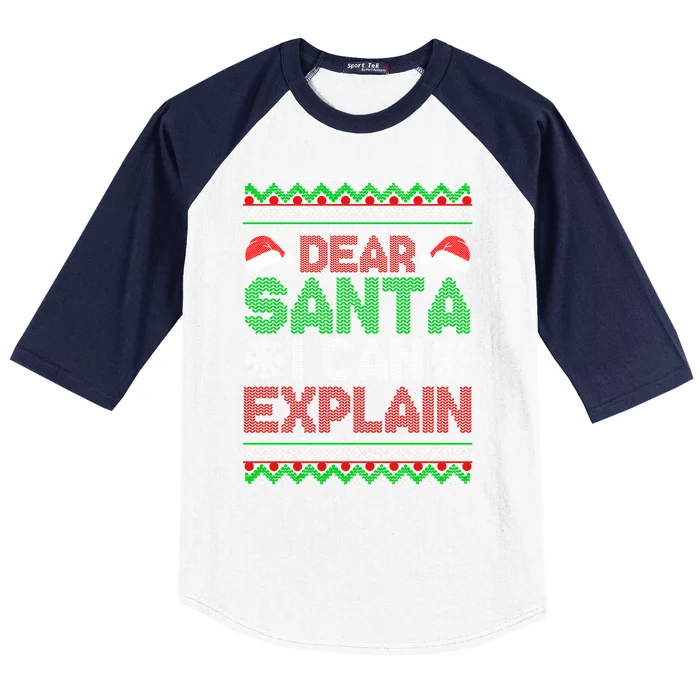 Dear Santa I Can Explain Funny Christmas Holiday Sweater Cute Gift Baseball Sleeve Shirt