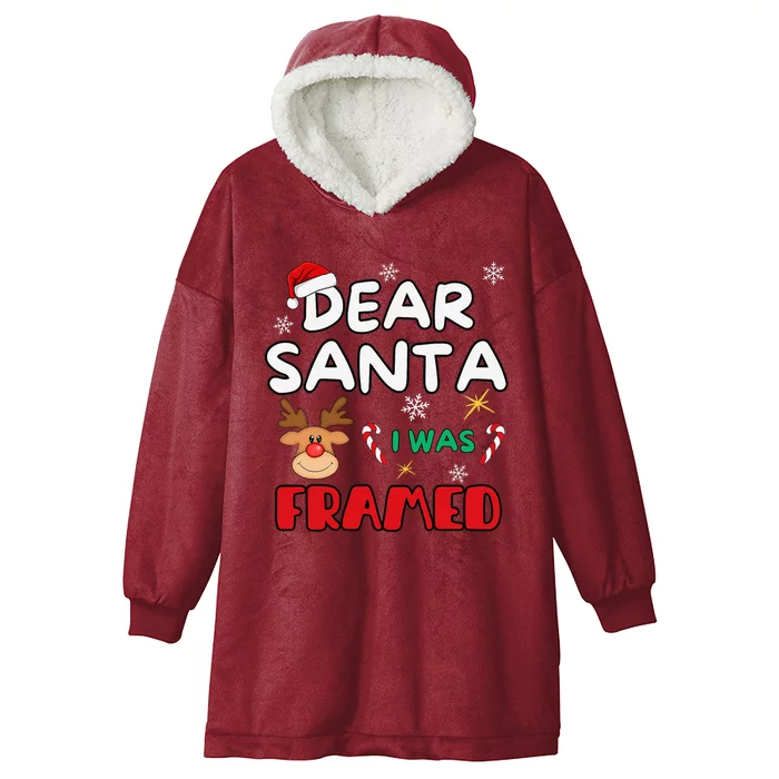 Dear Santa I Was Framed Funny Xmas Family Matching Hooded Wearable Blanket