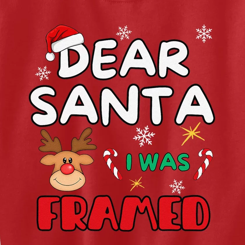 Dear Santa I Was Framed Funny Xmas Family Matching Kids Sweatshirt