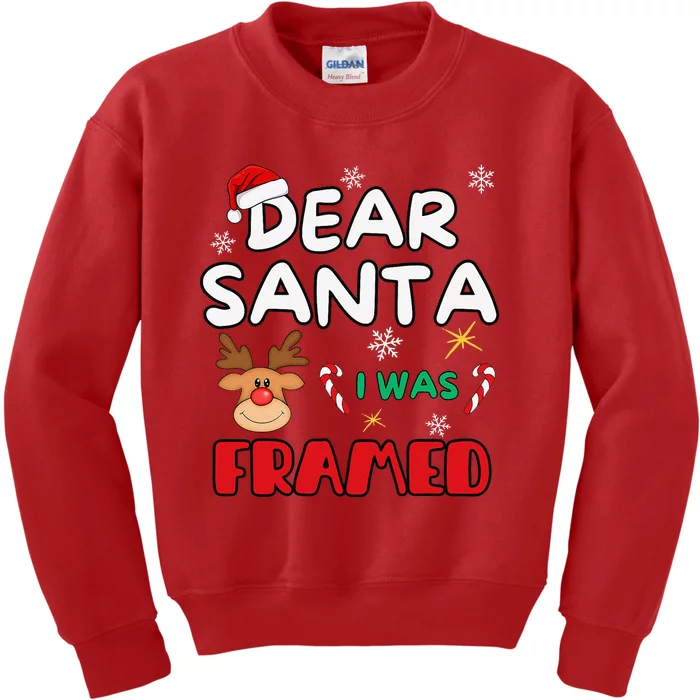 Dear Santa I Was Framed Funny Xmas Family Matching Kids Sweatshirt