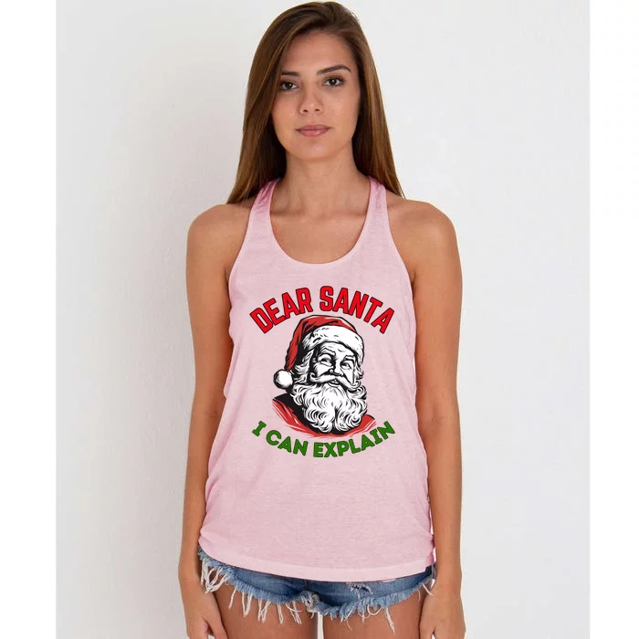 Dear Santa I Can Explain Funny Christmas Print For All Gift Women's Knotted Racerback Tank