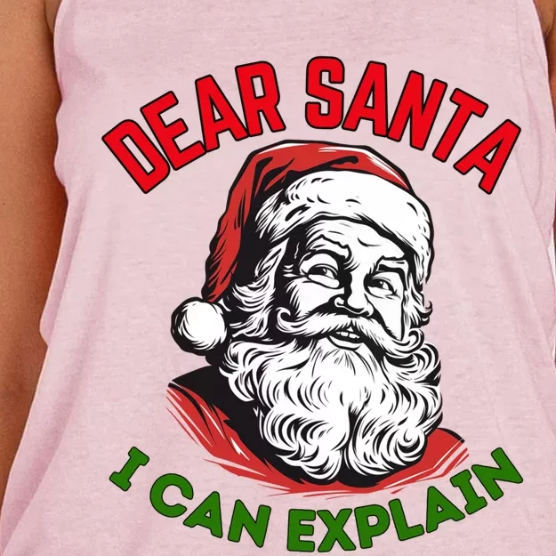 Dear Santa I Can Explain Funny Christmas Print For All Gift Women's Knotted Racerback Tank