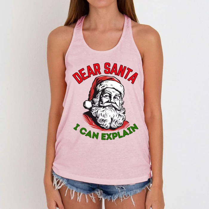 Dear Santa I Can Explain Funny Christmas Print For All Gift Women's Knotted Racerback Tank