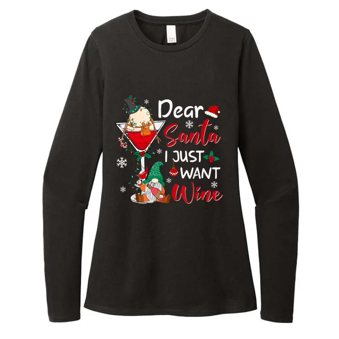 Dear Santa I Just Want Wine Christmas Decorations Meaningful Gift Womens CVC Long Sleeve Shirt