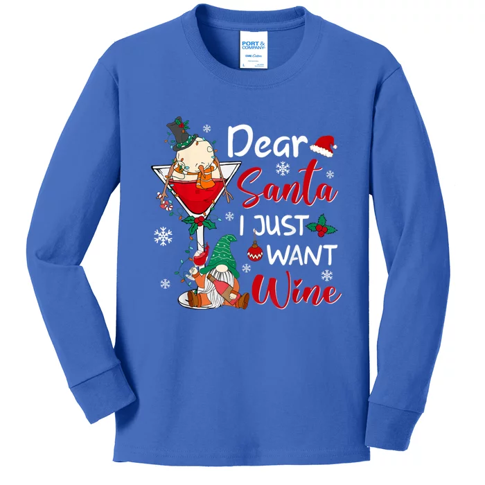 Dear Santa I Just Want Wine Christmas Decorations Meaningful Gift Kids Long Sleeve Shirt