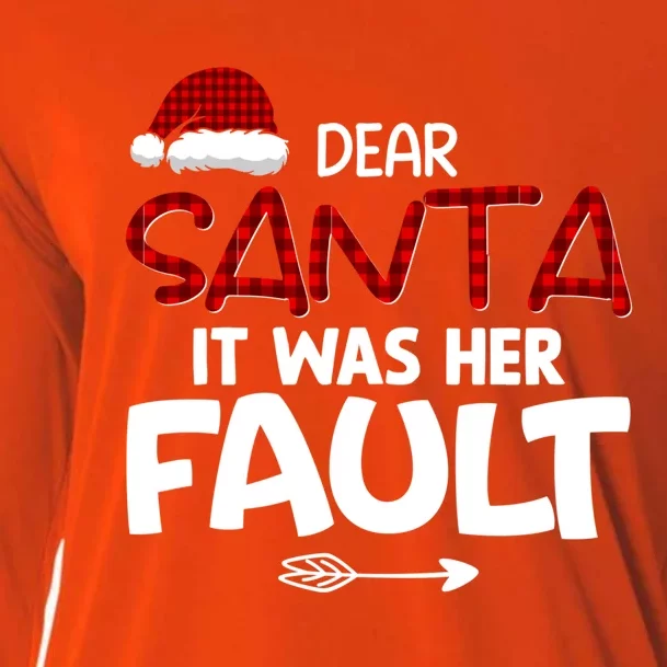 Dear Santa It Was Her Fault Couples Christmas Matching Meaningful Gift Cooling Performance Long Sleeve Crew