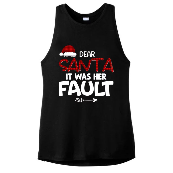 Dear Santa It Was Her Fault Couples Christmas Matching Meaningful Gift Ladies Tri-Blend Wicking Tank