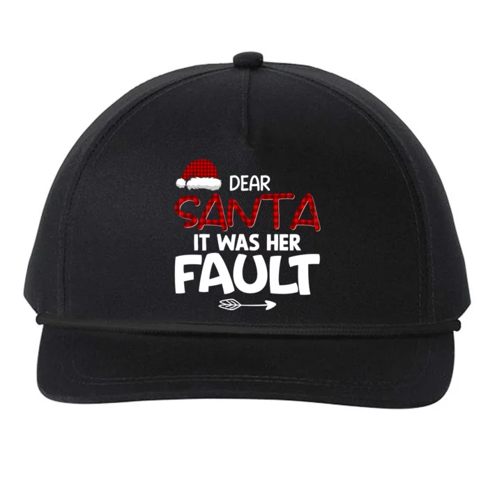 Dear Santa It Was Her Fault Couples Christmas Matching Meaningful Gift Snapback Five-Panel Rope Hat